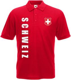 Schweiz EM-2020 Polo-Shirt Wunschname Wunschnummer Rot S von AkyTEX