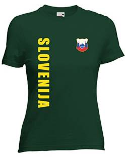 Slowenien Slowenija EM-2020 Damen T-Shirt Wunschname Nummer Flaschengrün XXL von AkyTEX
