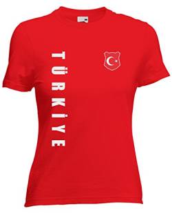 Türkei Türkiye EM-2020 Damen T-Shirt Wunschname Nummer Rot L von AkyTEX