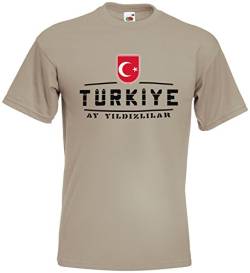 Türkei Türkiye EM T-Shirt 2021 Fanshirt Khaki XXL von AkyTEX