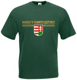 Ungarn Magyarorszag T-Shirt Fanshirt Trikot EM-2021 Flaschengrün S von AkyTEX