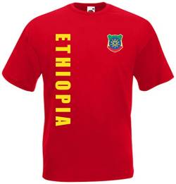 Äthiopien Ethiopia WM-2022 T-Shirt Trikot Wunschname Nummer Rot M von AkyTex