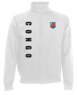 AkyTex DR Kongo Congo Zaire WM-2022 Sweatjacke Wunschname Nummer Weiß M von AkyTex