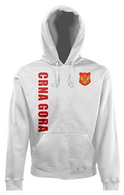 AkyTex Montenegro CRNA Gora EM-2020 Hoodie Wunschname Wunschnummer Weiß XXL von AkyTex