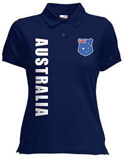 Australien Australia Damen Polo-Shirt Name Nr WM-2022 Trikot Navyblau L von AkyTex