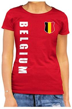 Belgien Belgium Damen T-Shirt Wunschname Nummer EM-2021 Rot M von AkyTex