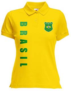 Brasilien Brasil Damen Polo-Shirt Name Nummer WM-2022 Trikot Gelb M von AkyTex