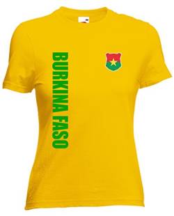 Burkina Faso WM-2022 Damen T-Shirt Wunschname Nummer Gelb L von AkyTex