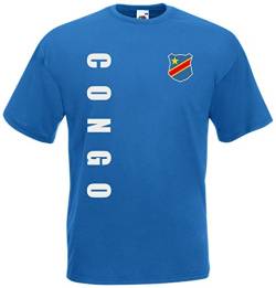 DR Kongo Congo Zaire WM-2022 T-Shirt Trikot Wunschname Nummer Royalblau M von AkyTex