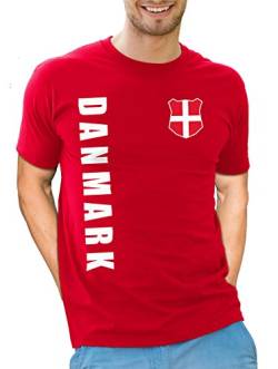 Dänemark Danmark T-Shirt Wunschname Nummer EM-2021 Trikot Rot S von AkyTex
