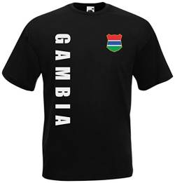 Gambia WM-2022 T-Shirt Trikot Wunschname Nummer Schwarz XL von AkyTex