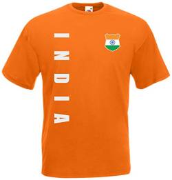 Indien India WM-2022 T-Shirt Trikot Wunschname Nummer Orange M von AkyTex