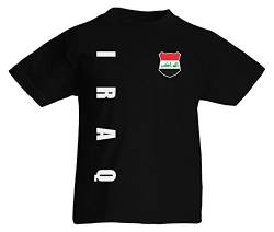 Irak Iraq WM-2022 Kinder T-Shirt Wunschname Nummer Schwarz 164 von AkyTex