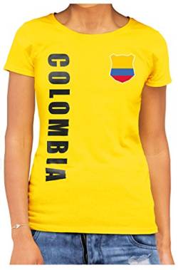 Kolumbien Colombia Damen T-Shirt Wunschname Nummer WM-2022 Gelb M von AkyTex