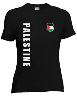 Palästina Palestine WM-2022 Damen T-Shirt Wunschname Nummer Schwarz M von AkyTex