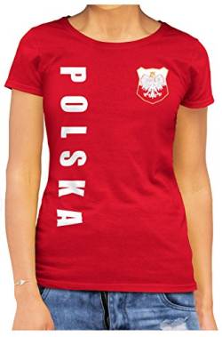 Polen Polska Damen T-Shirt Wunschname Nummer EM-2021 Rot L von AkyTex