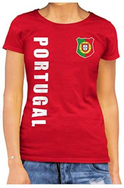 Portugal Damen T-Shirt Wunschname Wunschnummer EM-2021 Rot L von AkyTex