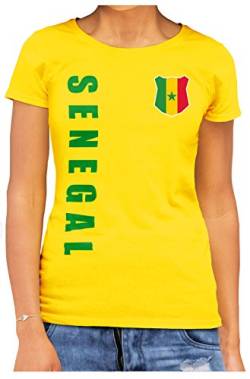 Senegal Damen T-Shirt Wunschname Wunschnummer WM-2022 Gelb XL von AkyTex