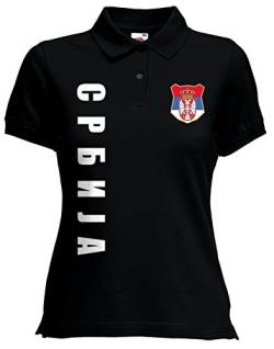 Serbien Srbija Damen Polo-Shirt Name Nummer EM-2021 Trikot Schwarz M von AkyTex