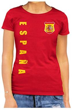 Spanien Espana Damen T-Shirt Wunschname Nummer EM-2021 Rot M von AkyTex