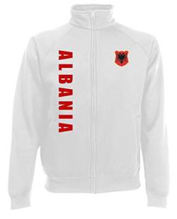 Albanien Shqiperia EM-2020 Sweatjacke Wunschname Nummer Weiß M von Akytex