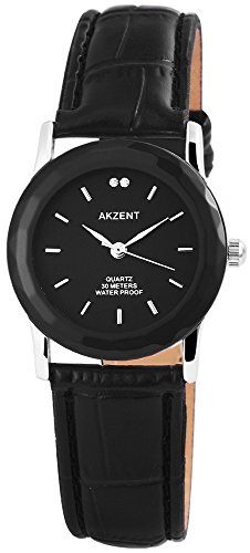 Akzent Damen Analog Quarz Uhr mit Leder Armband SS7321100012 von Akzent