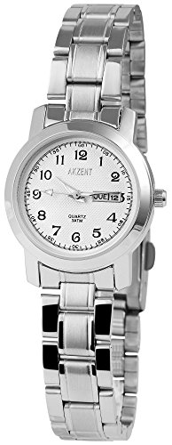Akzent Damen - Uhr Edelstahl Armbanduhr Datum Analog Quarz 1800009 von Akzent