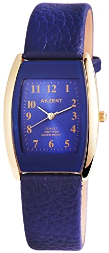 Akzent Damen-Uhr Kunstleder Dornschließe Analog Quarz 1900043 (blau) von Akzent