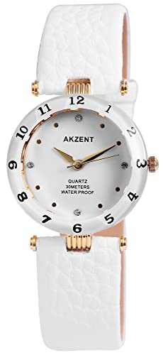 Akzent Damen-Uhr Kunstleder Dornschließe Analog Quarz SS7302000035 von Akzent