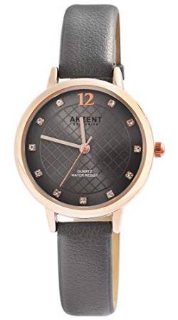 Akzent Exclusive Damen - Uhr Lederimitation Armbanduhr Dornschließ Analog Quarz 1900232 (Grau) von Akzent