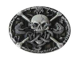 Alaani Skull Totenkopf Schlangen Knochen Rose Gürtelschnalle Buckle von Alaani