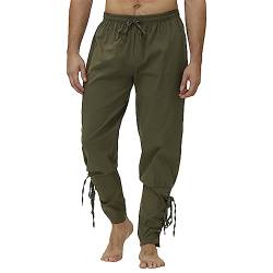 Alaiyaky Mittelalter Hose Herren, Wikinger Hose Herren Vintage Freizeithose Mittelalter Kleid Hose Herren, Piratenhose Herren Renaissance Steampunk Hose für Halloween und Mottoparty (Armeegrün, 3XL) von Alaiyaky