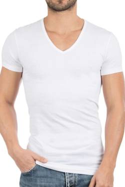 Alan Red Dean Slim Fit T-Shirt V-Ausschnitt Doppelpack weiss, Einfarbig von Alan Red