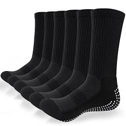 Alaplus Fußballsocken Grip Socken Fussball [Atmungsaktiv & Schweißfest] Rutschfeste Sportsocken Anti-Rutsch Wandersocken Gepolstert Crew Kompressionsstretch Athleticsocke für Basketball Laufen 3 Paar von Alaplus