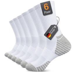 Alaplus Professionell Winter Wandersocken 47-50 Gepolstert Socken Damen Atmungsaktiv Laufsocken Crew Sportsocken Trekkingsocken Baumwolle Tennisocken Arbeitssocken Cushioned Training Socken, 6 Paar von Alaplus