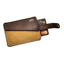 Handy® extraflache Herren Geldbörse - System Pull Out - Vintage Leder & robuste Baumwolle - Kartenetui & Münzgeldbörse von Alaskan MAKER
