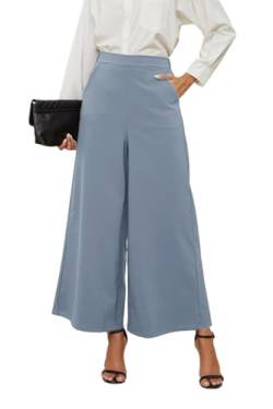 Alaster Queen Business Hose Damen Leicht Hose Weites Bein Damen Wide Leg Hose Damen Palazzo Hose Damen Hellblau S von Alaster Queen