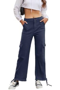 Alaster Queen Cargohosen für Damen Cargohose Damen Baggy Bequeme Hose Damen dunkelblau XL von Alaster Queen