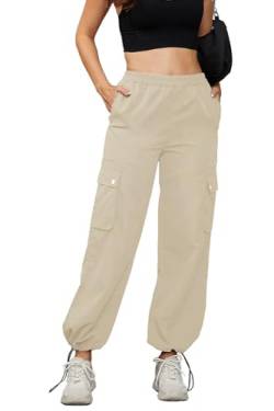 Alaster Queen Cargohosen für Damen Cargohose Damen Baggy lässig Hosen beige XL von Alaster Queen