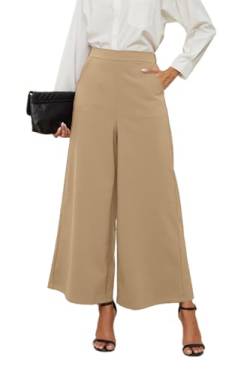 Alaster Queen Elegante Hose Damen Palazzo Hose Palazzo Hose Damen Sommer Hose Weites Bein Damen Khaki L von Alaster Queen