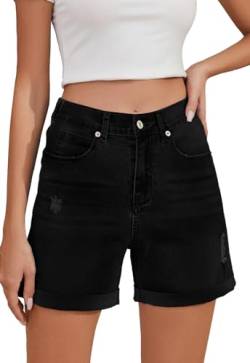 Alaster Queen Jeansshorts Damen Kurze Damen Shorts Jeans Damen Kurze Hosen Shorts Damen Sommer Kurze Hose Schwarz XXL von Alaster Queen