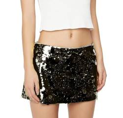 Damen Glitzer Minirock Pailletten Bodycon Kurze Röcke Glänzend Sexy Glitter Bleistiftrock Tanz Party Konzert Outfits (Schwarz, M) von Alaurbeauty