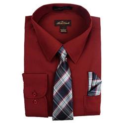 Alberto Danelli Herren Langarmshirt mit passender Krawatte und Taschentuchset - Rot - XXL/46/47 cm Hals,89/91 cm Ärmel von Alberto Danelli