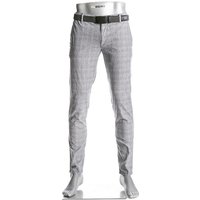 Alberto Herren Chino blau Baumwoll-Leinen kariert Slim Fit von Alberto