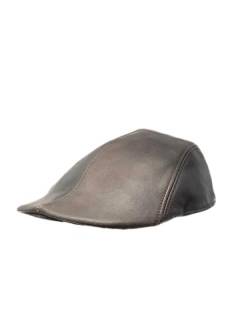 Albsales Herren Schiebermütze Flatcap Mütze Echt Leder Ledermütze Kappe Cap Schirmmütze (L (58-59cm), Braun) von Albsales