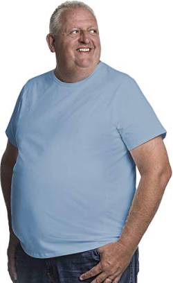 2XL T-Shirt für Männer mit Übergröße Bauchumfang Herren Rundhals Basic Tshirt Übergrößen. 2XL-B (für Bauchumfang 120-128 cm) Sky Blau von Alca Fashion