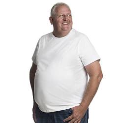 2XL T-Shirt für Männer mit Übergröße Bauchumfang Herren Rundhals Basic Tshirt Übergrößen. 2XL-B (für Bauchumfang 120-128 cm) Weiß von Alca Fashion