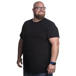 5XL T-Shirt für Männer mit Übergröße Bauchumfang Herren Rundhals Basic Tshirt Übergrößen. 5XL-B (für Bauchumfang 146-153 cm) Schwarz von Alca Fashion