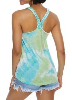 Alcea Rosea Damen Tank Top Ärmellose T Shirt Tie-Dye Sport Yoga Oberteile Sommer Beachwear Casual Lose Shirt Top S-XL(Grüner Apfel, X-Large) von Alcea Rosea