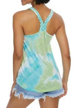 Alcea Rosea Damen Tank Top Ärmellose T Shirt Tie-Dye Sport Yoga Oberteile Sommer Beachwear Casual Lose Shirt Top S-XL (Grüner Apfel, Small) von Alcea Rosea